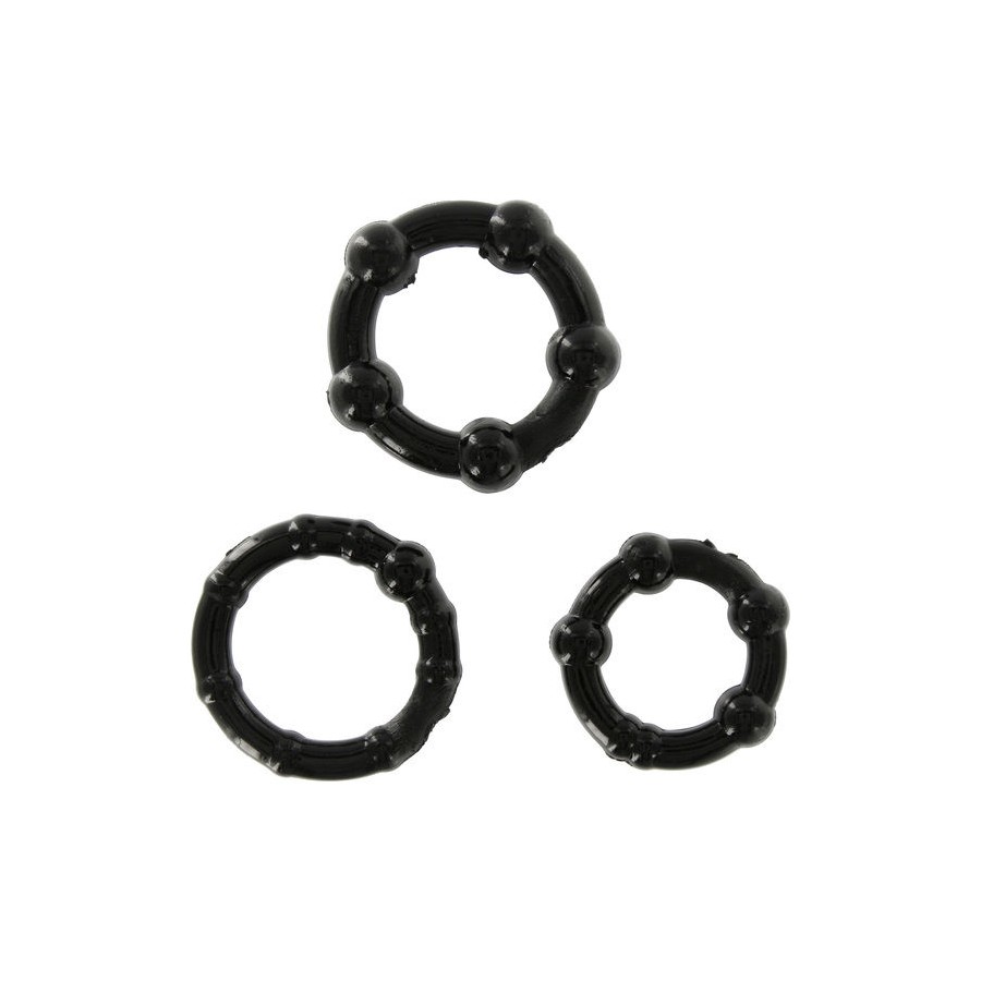 SEVEN CREATIONS - SET DI TRE ANELLI PER PENE NERI